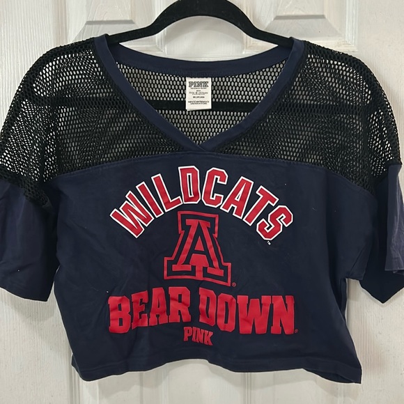 PINK Tops - University of Arizona Wildcats PINK cropped jersey (plus white Wildcat t shirt)